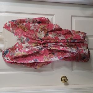 WEST LOOP PINK AND WHITE DRAW STRING SWIM COVERUP ONE SIZE